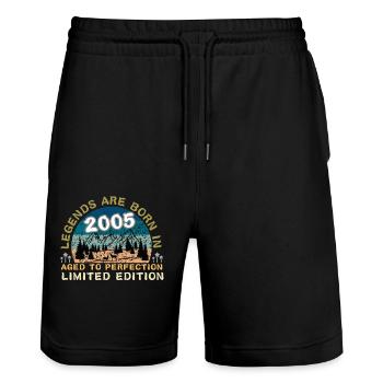 18-jähriges Jubiläum Original Jahrgang 2005 - Stanley/Stella Unisex Bio Joggingshorts Trainer  - Schwarz - Vorne - Nik (191cm) & Marisol (170cm)