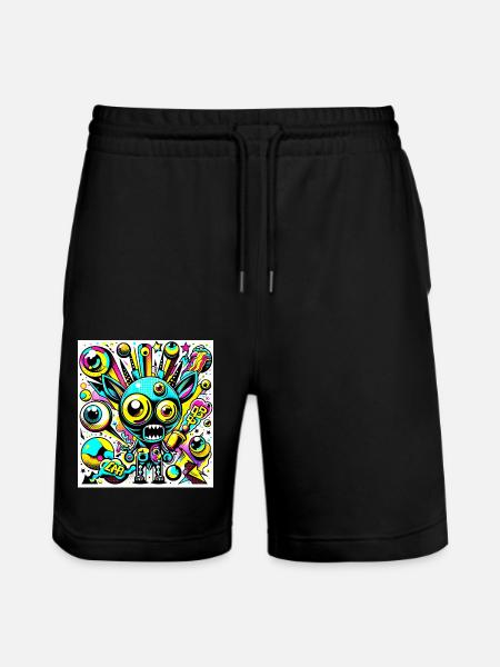 Funny Pop Art Abstract Monster - Stanley/Stella Trainer Unisex Organic Jogging Shorts - black