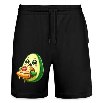 Avocado Pizza Liebhaber italienische Pizza - Stanley/Stella Unisex Bio Joggingshorts Trainer  - Schwarz - Vorne - Nik (191cm) & Marisol (170cm)