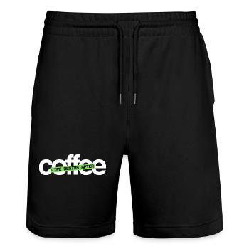Lustiges Lebenszitat Das Leben beginnt nach dem Kaffee - Stanley/Stella Unisex Bio Joggingshorts Trainer  - Schwarz - Vorne - Nik (191cm) & Marisol (170cm)