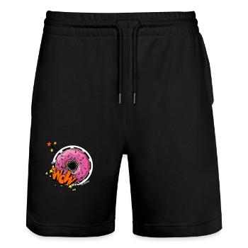 Wir lieben Dounats - Stanley/Stella Unisex Bio Joggingshorts Trainer  - Schwarz - Vorne - Nik (191cm) & Marisol (170cm)