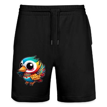 Cute Bird Party - Stanley/Stella Trainer Unisex Organic Jogging Shorts - black - Front - Nik (191cm) & Marisol (170cm)