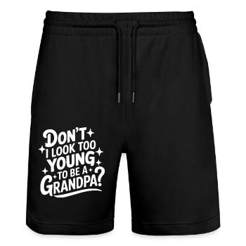 Papy Grand-père Famille Fête des pères - Short de jogging bio TRAINER Stanley/Stella unisexe - noir - Devant - Nik (191cm) & Marisol (170cm)