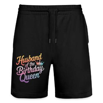 Ehemann Ehegatte Familie Hochzeit - Stanley/Stella Unisex Bio Joggingshorts Trainer  - Schwarz - Vorne - Nik (191cm) & Marisol (170cm)