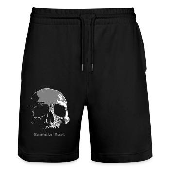 Memento Mori Skull Grey - Stanley/Stella Trainer Unisex Organic Jogging Shorts - black - Front - Nik (191cm) & Marisol (170cm)