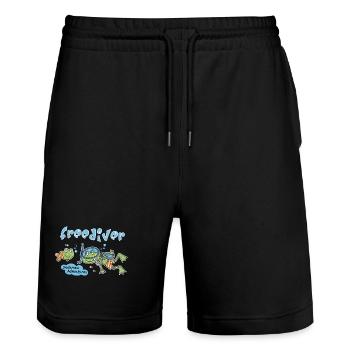 Diving frog - Stanley/Stella Trainer Unisex Organic Jogging Shorts - black - Front - Nik (191cm) & Marisol (170cm)