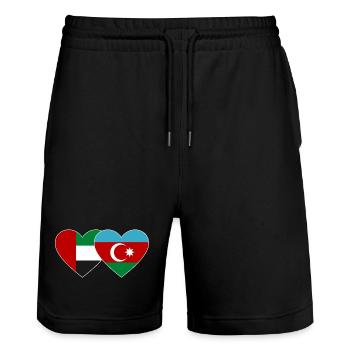 Émirats arabes unis Azerbaïdjan Drapeau Coeur - Short de jogging bio TRAINER Stanley/Stella unisexe - noir - Devant - Nik (191cm) & Marisol (170cm)