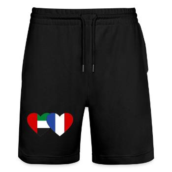 Émirats arabes unis France Drapeau - Short de jogging bio TRAINER Stanley/Stella unisexe - noir - Devant - Nik (191cm) & Marisol (170cm)