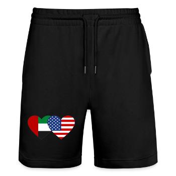 Vereinigte Arabische Emirate USA Flagge Herz - Stanley/Stella Unisex Bio Joggingshorts Trainer  - Schwarz - Vorne - Nik (191cm) & Marisol (170cm)