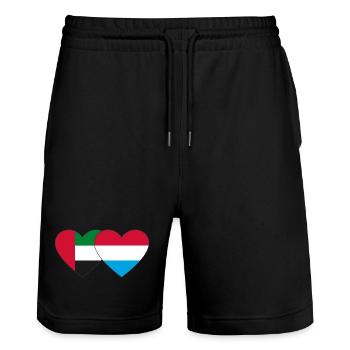 Vereinigte Arabische Emirate Luxemburg Flagge Herz - Stanley/Stella Unisex Bio Joggingshorts Trainer  - Schwarz - Vorne - Nik (191cm) & Marisol (170cm)