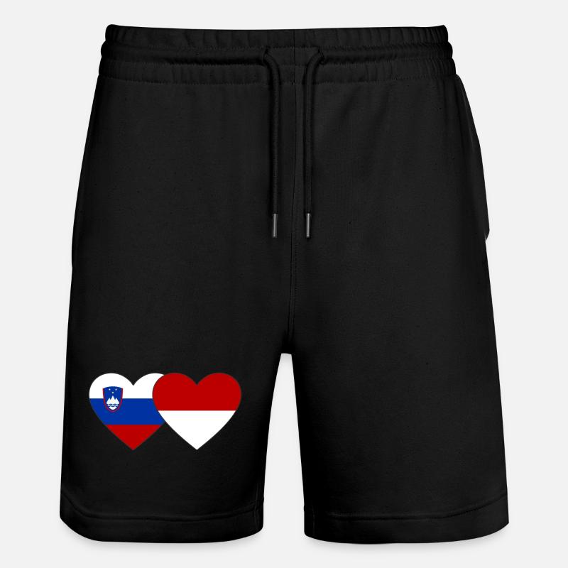 Slovénie Indonésie Drapeau Coeur - Short de jogging bio TRAINER Stanley/Stella unisexe - noir