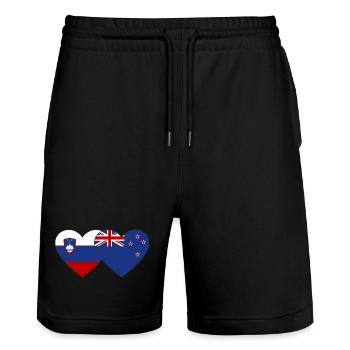 Slowenien Neuseeland Flagge Herz - Stanley/Stella Unisex Bio Joggingshorts Trainer  - Schwarz - Vorne - Nik (191cm) & Marisol (170cm)
