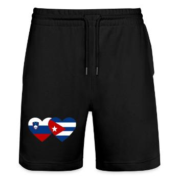 Slovénie Cuba Drapeau Coeur - Short de jogging bio TRAINER Stanley/Stella unisexe - noir - Devant - Nik (191cm) & Marisol (170cm)