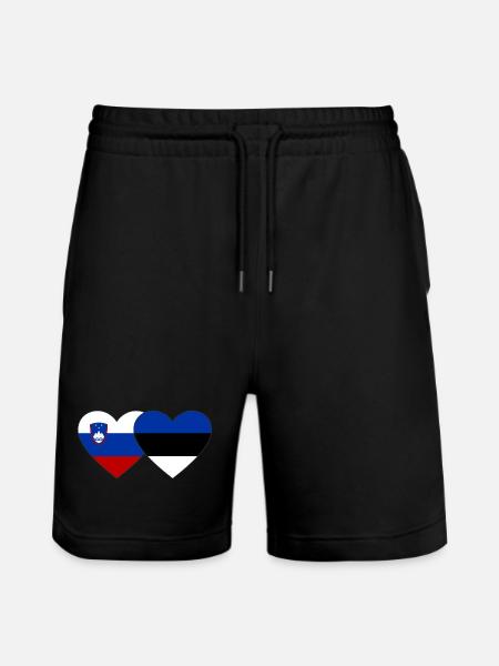 Slovenia Estonia Flag Heart - Stanley/Stella Trainer Unisex Organic Jogging Shorts - black