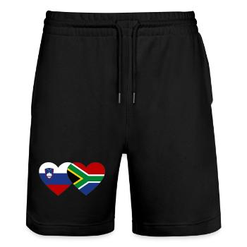 Slowenien Südafrika Flagge Herz - Stanley/Stella Unisex Bio Joggingshorts Trainer  - Schwarz - Vorne - Nik (191cm) & Marisol (170cm)