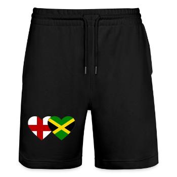 England Jamaika Flagge Herz - Stanley/Stella Unisex Bio Joggingshorts Trainer  - Schwarz - Vorne - Nik (191cm) & Marisol (170cm)
