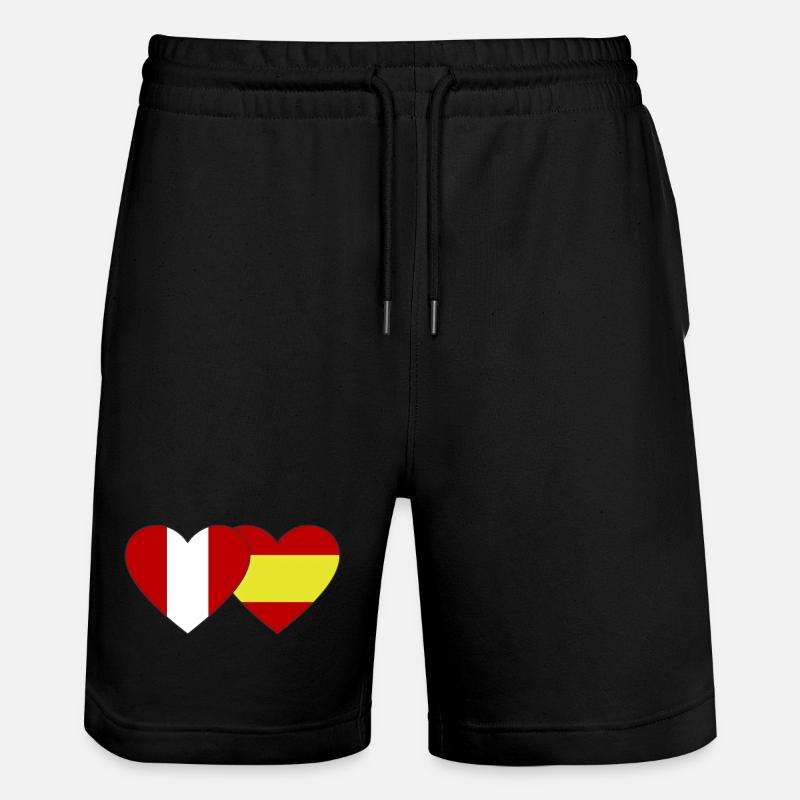 Pérou Espagne Drapeau Coeur - Short de jogging bio TRAINER Stanley/Stella unisexe - noir