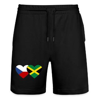 République tchèque Jamaïque Drapeau Coeur - Short de jogging bio TRAINER Stanley/Stella unisexe - noir - Devant - Nik (191cm) & Marisol (170cm)