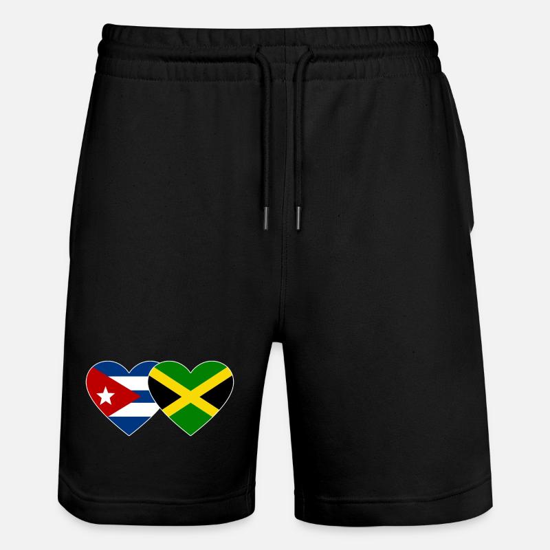 Cuba, Jamaïque, Drapeau, Coeur - Short de jogging bio TRAINER Stanley/Stella unisexe - noir