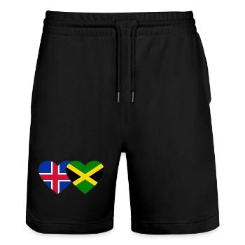 Islande Jamaïque Drapeau Coeur - Short de jogging bio TRAINER Stanley/Stella unisexe - noir - Devant - Nik (191cm) & Marisol (170cm)