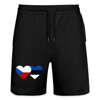 Tschechien Estland Flagge Herz - Stanley/Stella Unisex Bio Joggingshorts Trainer  - Schwarz - Vorne - Nik (191cm) & Marisol (170cm)