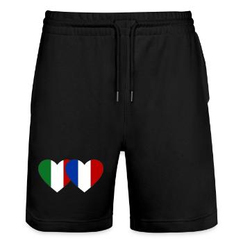 Italie France Drapeau Coeur - Short de jogging bio TRAINER Stanley/Stella unisexe - noir - Devant - Nik (191cm) & Marisol (170cm)