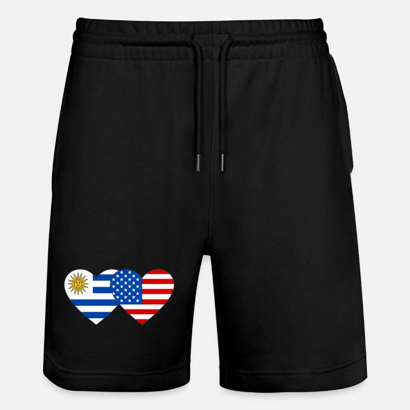 Uruguay États-Unis Drapeau Coeur - Short de jogging bio TRAINER Stanley/Stella unisexe - noir