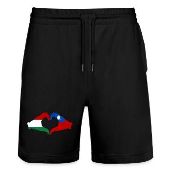 Hongrie Taiwan Drapeau Mains Coeur Forme - Short de jogging bio TRAINER Stanley/Stella unisexe - noir - Devant - Nik (191cm) & Marisol (170cm)