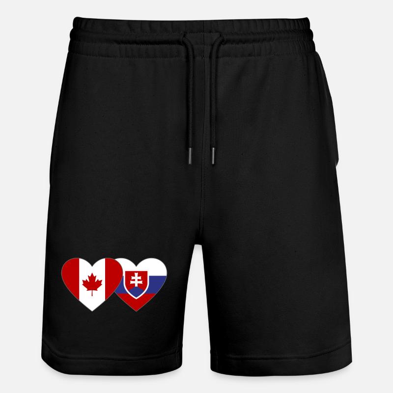 Drapeau du Canada Slovaquie Coeur - Short de jogging bio TRAINER Stanley/Stella unisexe - noir