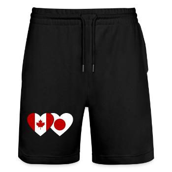 Drapeau du Canada Japon Coeur - Short de jogging bio TRAINER Stanley/Stella unisexe - noir - Devant - Nik (191cm) & Marisol (170cm)