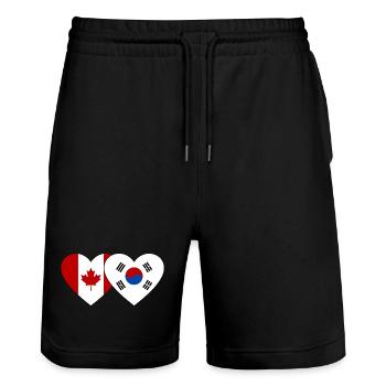 Drapeau du Canada Corée du Sud Coeur - Short de jogging bio TRAINER Stanley/Stella unisexe - noir - Devant - Nik (191cm) & Marisol (170cm)