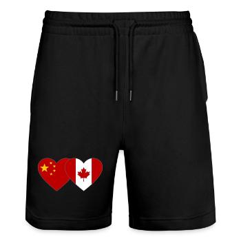 China Kanada Flagge Herz - Stanley/Stella Unisex Bio Joggingshorts Trainer  - Schwarz - Vorne - Nik (191cm) & Marisol (170cm)