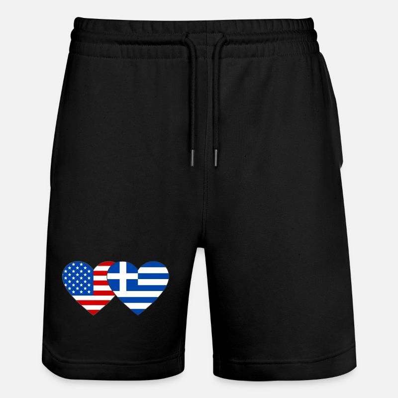 États-Unis, Grèce, Drapeau, Coeur - Short de jogging bio TRAINER Stanley/Stella unisexe - noir
