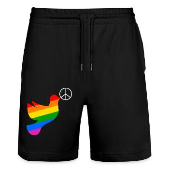 Colombe de la Paix Drapeau Arc-en-ciel Paix - Short de jogging bio TRAINER Stanley/Stella unisexe - noir - Devant - Nik (191cm) & Marisol (170cm)