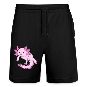 Axolotl - Stanley/Stella Trainer Unisex Organic Jogging Shorts - black - Front - Nik (191cm) & Marisol (170cm)