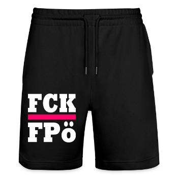 rect5032 - Stanley/Stella Unisex Bio Joggingshorts Trainer  - Schwarz - Vorne - Nik (191cm) & Marisol (170cm)