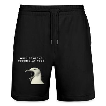 When someone touches my food - Stanley/Stella Trainer Unisex Organic Jogging Shorts - black - Front - Nik (191cm) & Marisol (170cm)