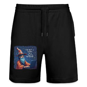I'm Not a Coder I'm a Digital Wizard Programmierer - Stanley/Stella Unisex Bio Joggingshorts Trainer  - Schwarz - Vorne - Nik (191cm) & Marisol (170cm)