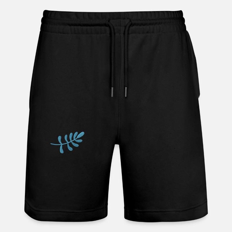 Feuille bleu clair brodée - Short de jogging bio TRAINER Stanley/Stella unisexe - noir