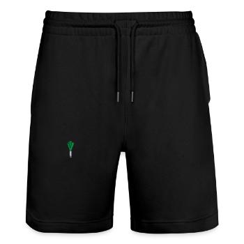 Poireaux brodés - Short de jogging bio TRAINER Stanley/Stella unisexe - noir - Devant - Nik (191cm) & Marisol (170cm)