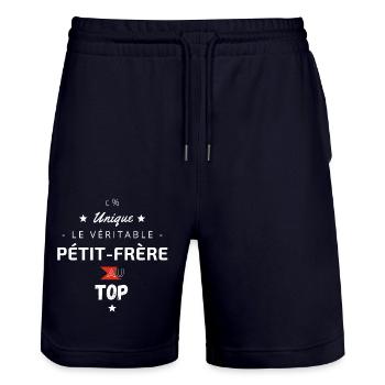 Le véritable pétit frère au top - Short de jogging bio TRAINER Stanley/Stella unisexe - marine foncé - Devant - Nik (191cm) & Marisol (170cm)