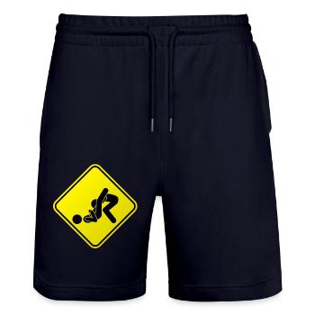 Warning Jui Jitsu - Stanley/Stella Trainer Unisex Organic Jogging Shorts - dark navy - Front - Nik (191cm) & Marisol (170cm)