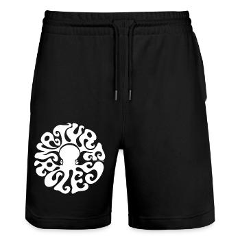 NATURE RULES! psychedelic octopus sixties weiß - Stanley/Stella Unisex Bio Joggingshorts Trainer  - Schwarz - Vorne - Nik (191cm) & Marisol (170cm)