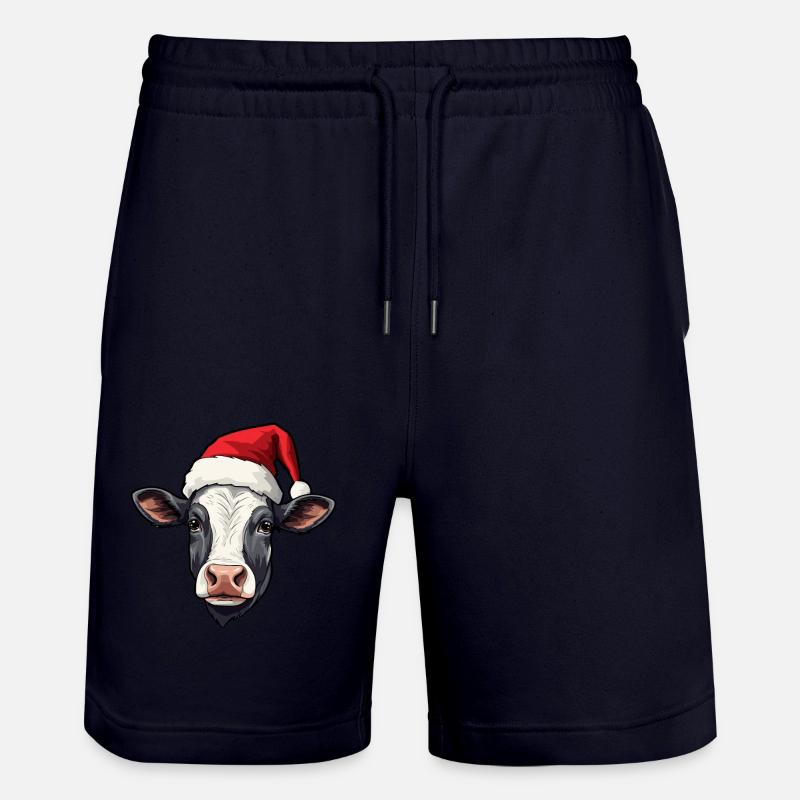 Vache Noël Hiver Vaches Animaux - Short de jogging bio TRAINER Stanley/Stella unisexe - marine foncé