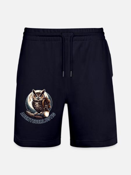 Adventurous Owl - Stanley/Stella Trainer Unisex Organic Jogging Shorts - dark navy