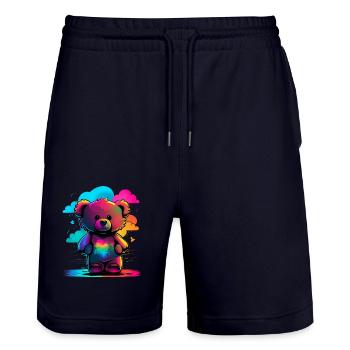 Teddybär - Stanley/Stella Unisex Bio Joggingshorts Trainer  - Dark navy - Vorne - Nik (191cm) & Marisol (170cm)
