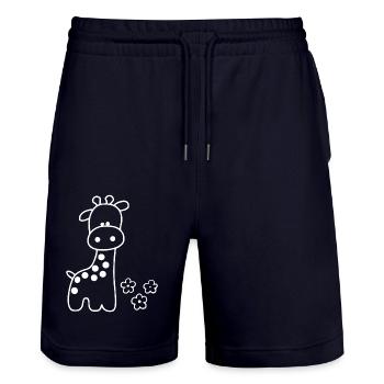 GIRAFFE TIER LANG HALS AFRIKA SAVANNE SAFARI ZOO - Stanley/Stella Unisex Bio Joggingshorts Trainer  - Dark navy - Vorne - Nik (191cm) & Marisol (170cm)