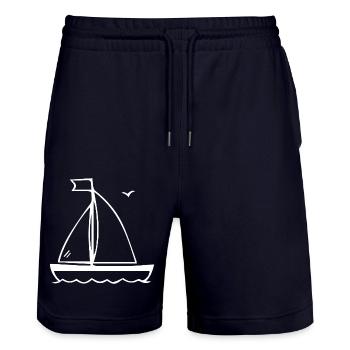 SAILBOAT SAILING SAILING BOAT MARITIMEON HOLIDAY - Stanley/Stella Trainer Unisex Organic Jogging Shorts - dark navy - Front - Nik (191cm) & Marisol (170cm)