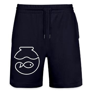 FISCHGLAS KUGEL AQUARIUM FISCH BECKEN BEHÄLTER - Stanley/Stella Unisex Bio Joggingshorts Trainer  - Dark navy - Vorne - Nik (191cm) & Marisol (170cm)