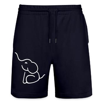 ELEPHANT TATTOO BABY TRUNK SITTING DRAWING LINE - Stanley/Stella Trainer Unisex Organic Jogging Shorts - dark navy - Front - Nik (191cm) & Marisol (170cm)